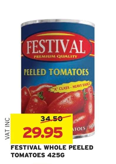 FESTIVAL WHOLE PEELED TOMATOES 425G