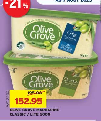 OLIVE GROVE MARGARINE CLASSIC / LITE 500G