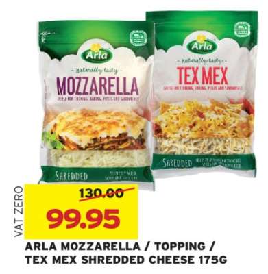 ARLA MOZZARELLA / TOPPING / TEX MEX SHREDDED CHEESE 175G