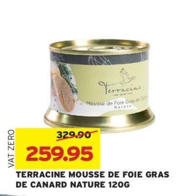 TERRACINE MOUSSE DE FOIE GRAS DE CANARD NATURE 120G