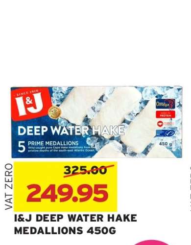 I&J DEEP WATER HAKE MEDALLIONS 450G