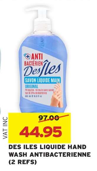 DES ILES LIQUIDE HAND WASH ANTIBACTERIENNE (2 REFS)