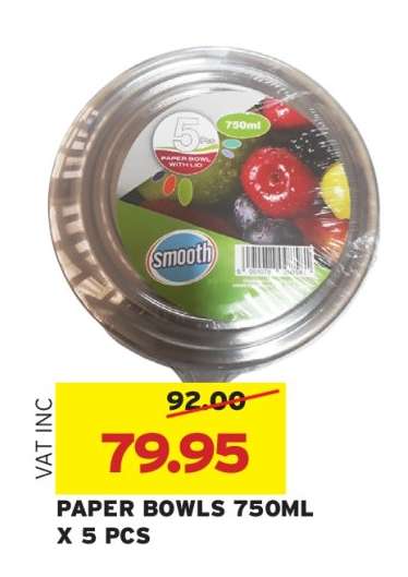 PAPER BOWLS 750ML X 5 PCS
