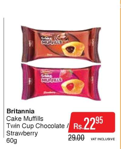 Britannia Cake Muffills Twin Cup Chocolate / Strawberry