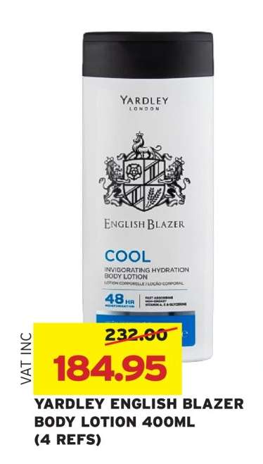 YARDLEY ENGLISH BLAZER BODY LOTION 400ML (4 REFS)