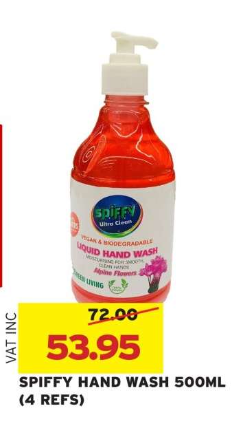SPIFFY HAND WASH 500ML (4 REFS)