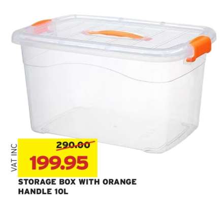 STORAGE BOX WITH ORANGE HANDLE 10L
