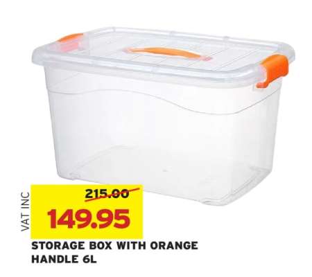 STORAGE BOX WITH ORANGE HANDLE 6L