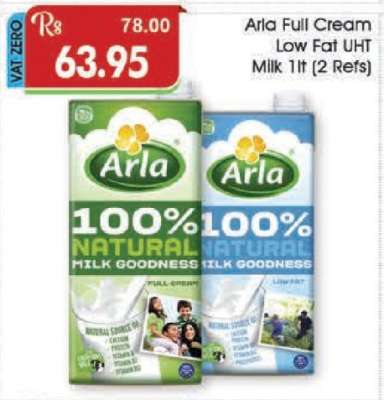 Arla Full Cream Low Fat UHT Milk 1lt (2 Refs)