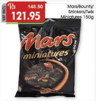 MARS / BOUNTY / SNICKERS / TWIX MINIATURES 150G