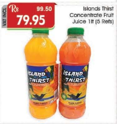 Islands Thirst Concentrate Fruit Juice 1lt (5 Refs)