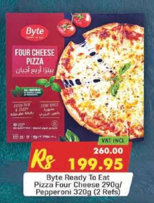 Byte Ready To Eat Pizza Four Cheese 290g/ Pepperoni 320g (2 Refs)
