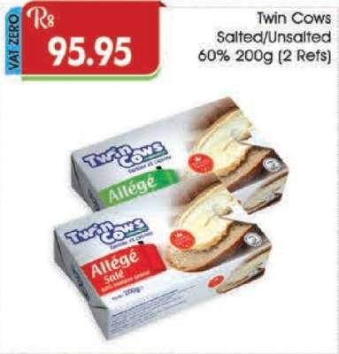 Twin Cows Salted/Unsalted 60% 200g (2 Refs)