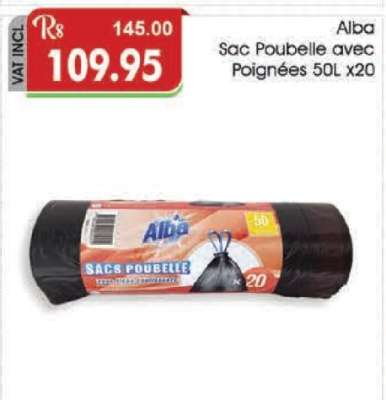 Alba Sac Poubelle avec Poignees 50L x20
