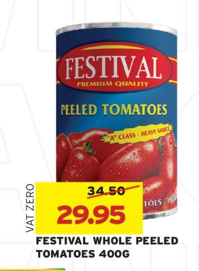 FESTIVAL WHOLE PEELED TOMATOES 400G