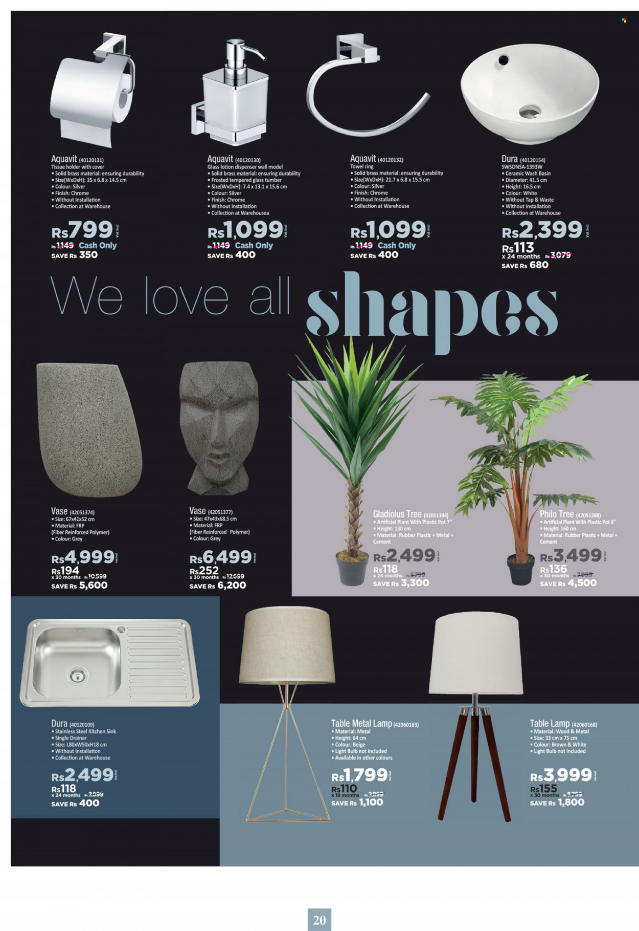 Courts Mammouth Catalogue - 1.11.2022 - 12.01.2023 - Sales products - pot, dispenser, vase, artificial plants, sink, lamp, table lamp, plant. Page 20.