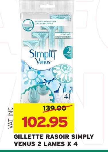 GILLETTE RASOIR SIMPLY VENUS 2 LAMES X 4