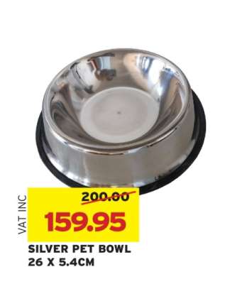 SILVER PET BOWL