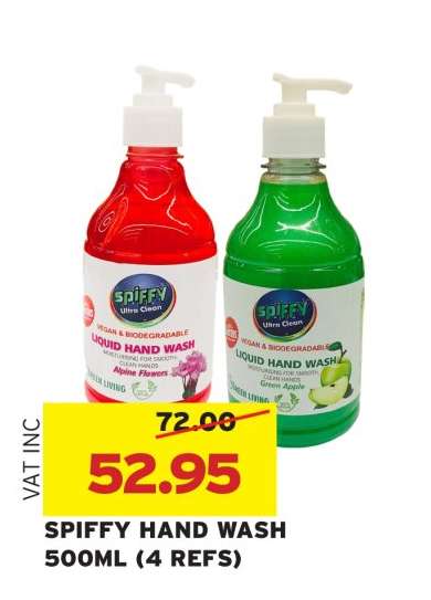 SPIFFY HAND WASH 500ML (4 REFS)