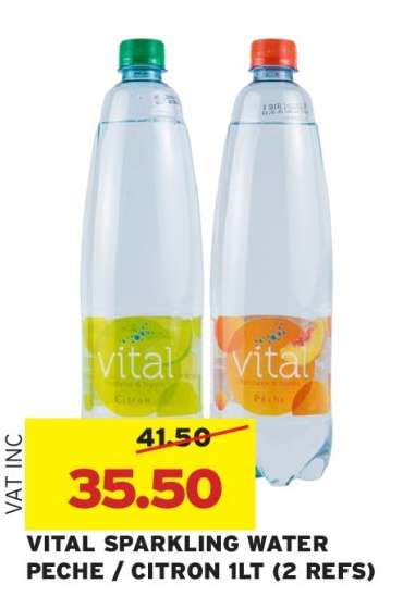 VITAL SPARKLING WATER PECHE / CITRON 1LT (2 REFS)