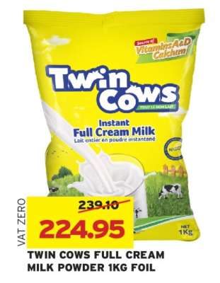 TWIN COWS FULL CREAM MILK POWDER 1KG FOIL