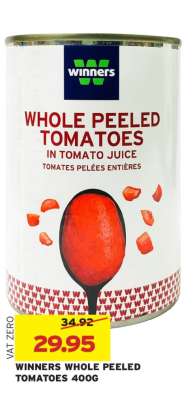 WINNERS WHOLE PEELED TOMATOES 400G
