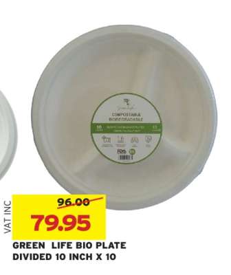 GREEN LIFE BIO PLATE DIVIDED 10 INCH X 10