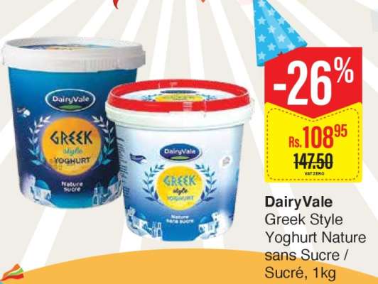 DairyVale Greek Style Yoghurt Nature sans Sucre / Sucré, 1kg