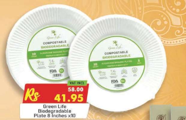 Green Life Biodegradable Plate 8 Inches x10