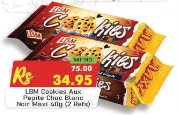 LBM Cookies aux Pepite Choc Blanc/Noir Maxi 40g (2 Refs)