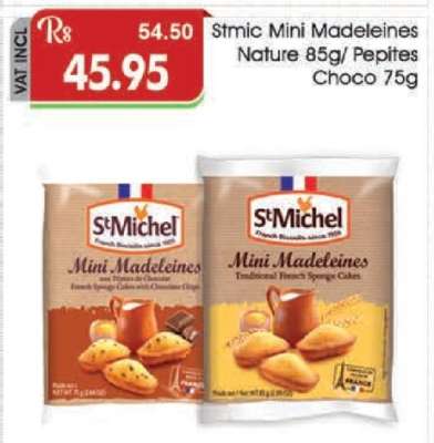 Stmic Mini Madeleines Nature 85g/ Pepites Choco 75g