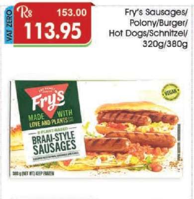 Fry's Sausages/Polony/Burger/Hot Dogs/Schnitzel