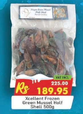 Xcellent Frozen Green Mussel Half Shell 500g
