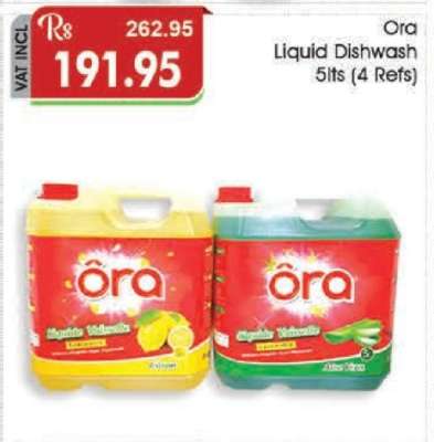 Ora Liquid Dishwash 5lts (4 Refs)
