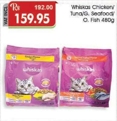 Whiskas Chicken/Tuna/G. Seafood/O. Fish 480g