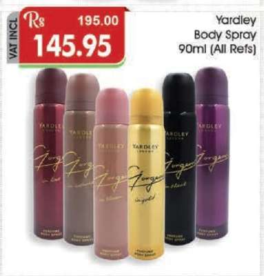 Yardley Body Spray 90ml (All Refs)