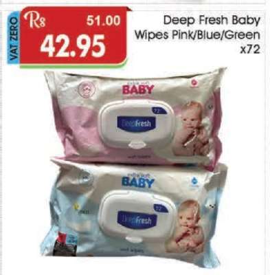 Deep Fresh Baby Wipes Pink/Blue/Green x72