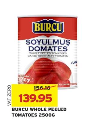BURCU WHOLE PEELED TOMATOES 2500G