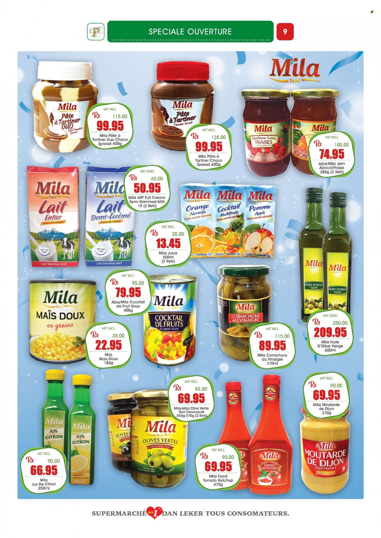 thumbnail - Dreamprice Catalogue - 21.11.2022 - 11.12.2022 - Sales products - strawberries, oranges, milk, rice, mustard, vinegar, fruit jam, juice, calcium, ketchup, olives. Page 9.