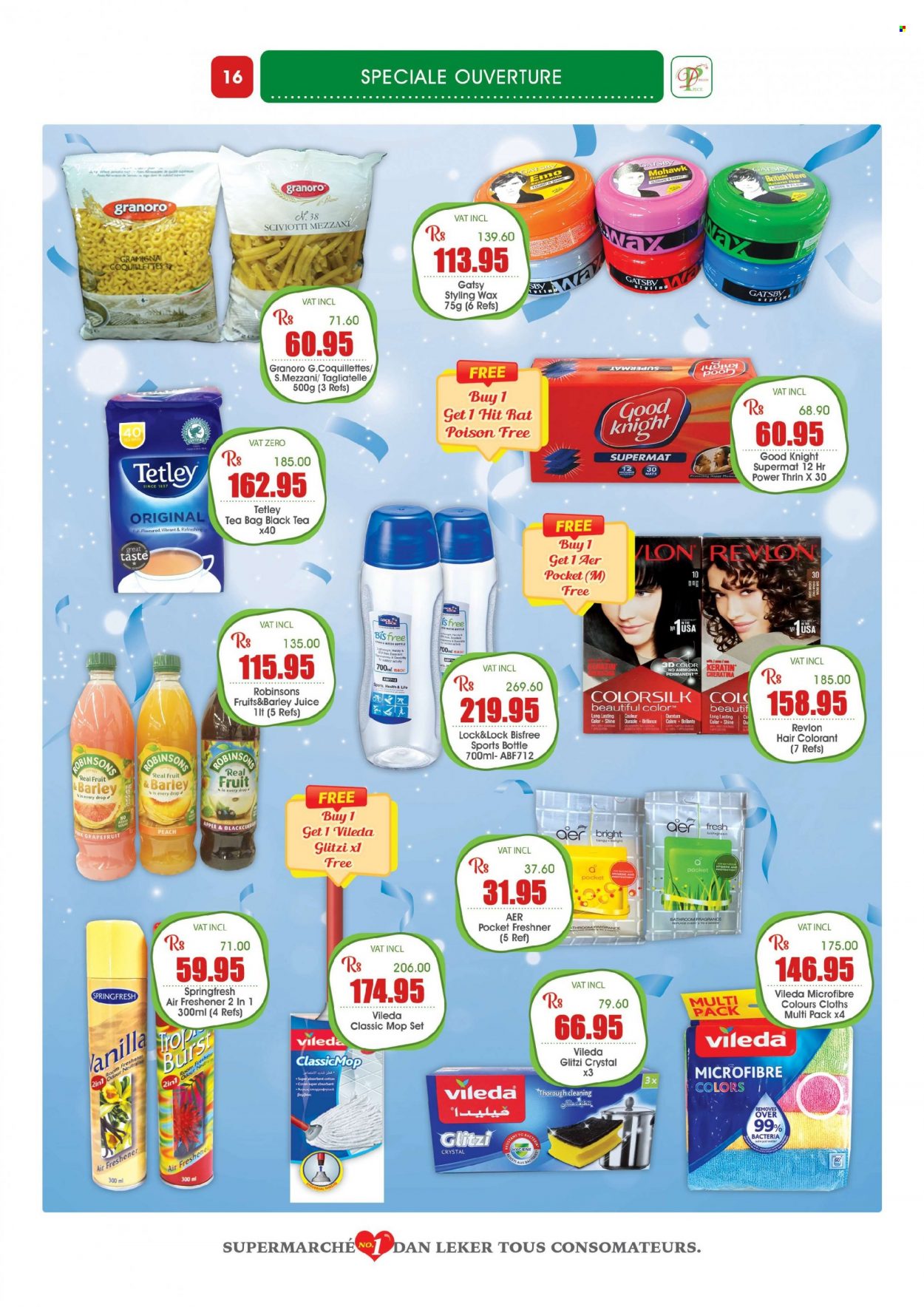 thumbnail - Dreamprice Catalogue - 21.11.2022 - 11.12.2022 - Sales products - grapefruits, rice, juice, tea bags, WAVE, Revlon, keratin, fragrance, Vileda, mop, drink bottle, travel bottle, air freshener. Page 16.