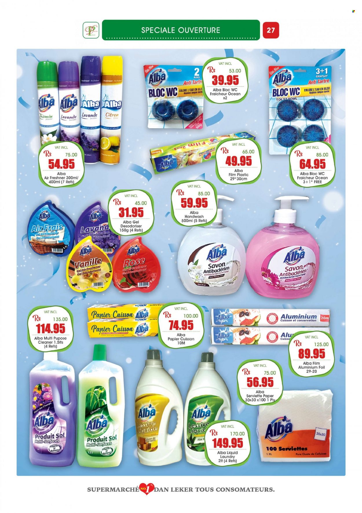 thumbnail - Dreamprice Catalogue - 21.11.2022 - 11.12.2022 - Sales products - tart, wine, rosé wine, Sol, cleaner, hand wash, aluminium foil, paper, air freshener. Page 27.