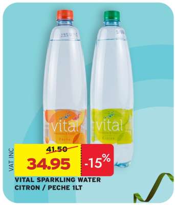 VITAL SPARKLING WATER CITRON / PECHE 1LT