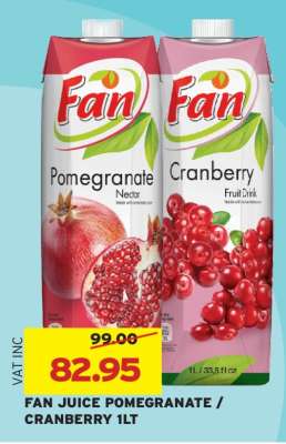 FAN JUICE POMEGRANATE/CRANBERRY 1LT