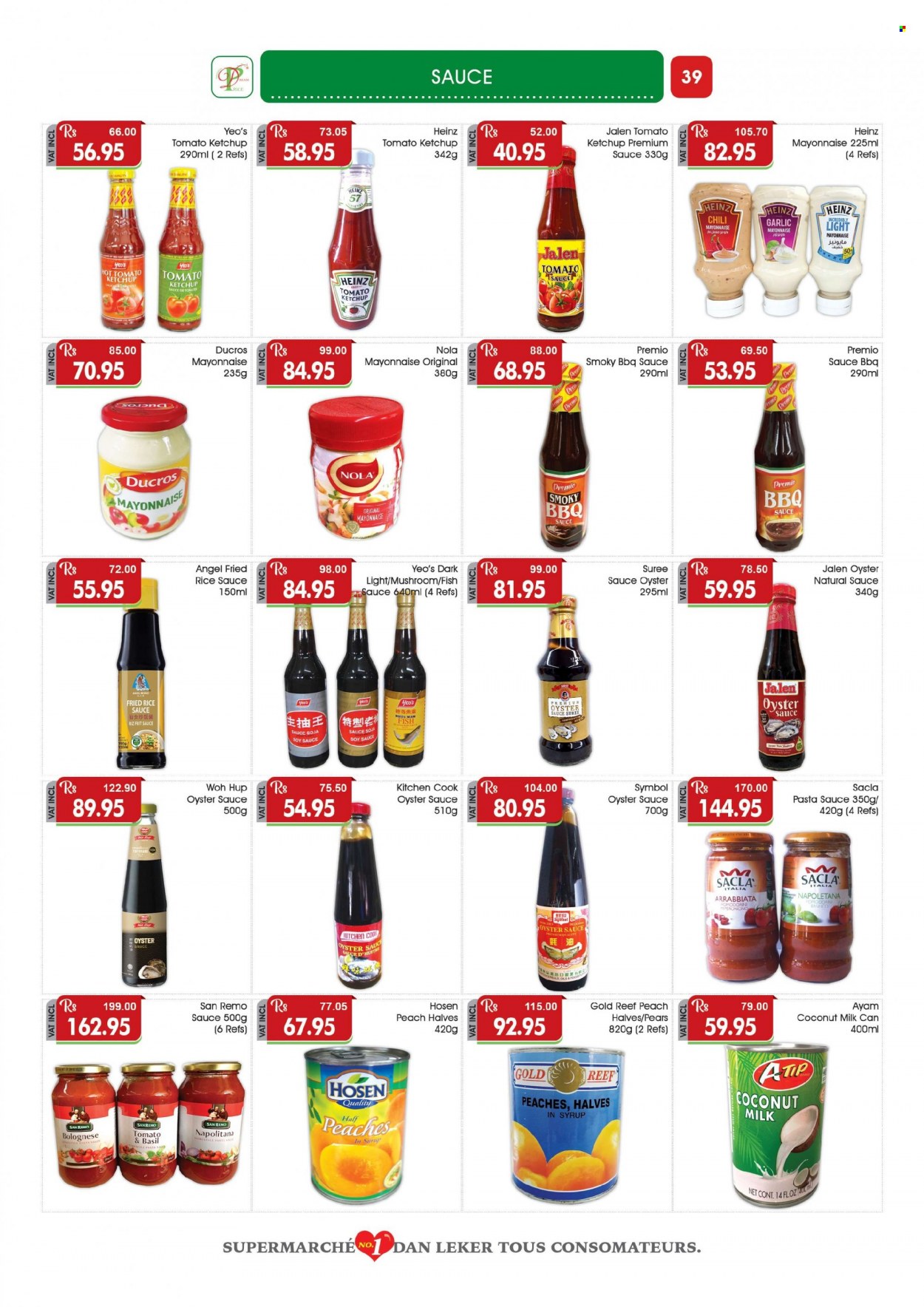 thumbnail - Dreamprice Catalogue - 21.11.2022 - 11.12.2022 - Sales products - mushrooms, garlic, pears, peaches, oysters, fish, pasta sauce, sauce, mayonnaise, coconut milk, cereals, BBQ sauce, fish sauce, soy sauce, oyster sauce, Heinz, ketchup. Page 39.
