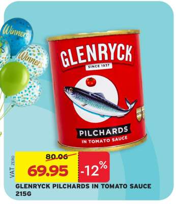 Glenryck Pilchards In Tomato Sauce 215g