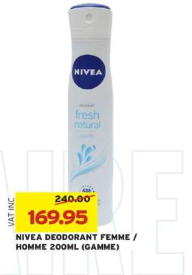 NIVEA DEODORANT FEMME / HOMME 200ML (GAMME)