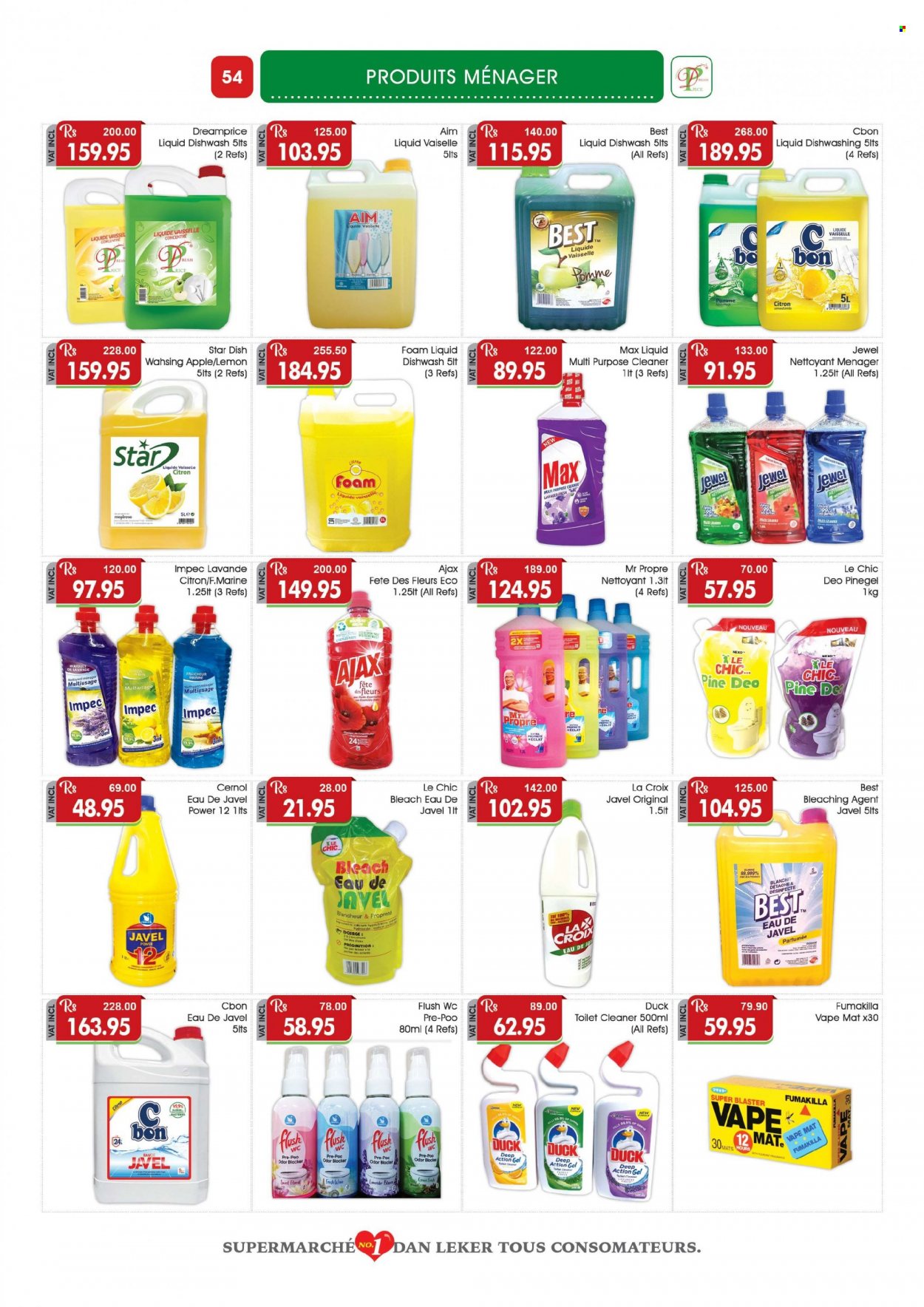 thumbnail - Dreamprice Catalogue - 21.11.2022 - 11.12.2022 - Sales products - rice, cleaner, bleach, toilet cleaner, Ajax, dishwashing liquid, Eclat, deodorant. Page 54.