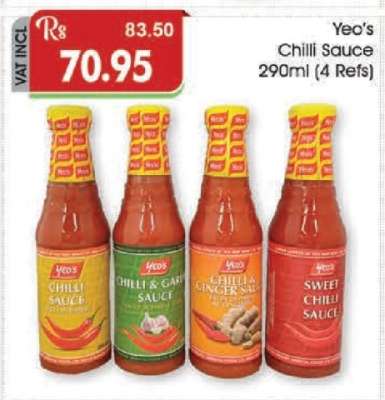 Yeo's Chilli Sauce 290ml (4 Refs)