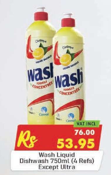 Wash Liquid Dishwash 750ml (4 Refs) Except Ultra