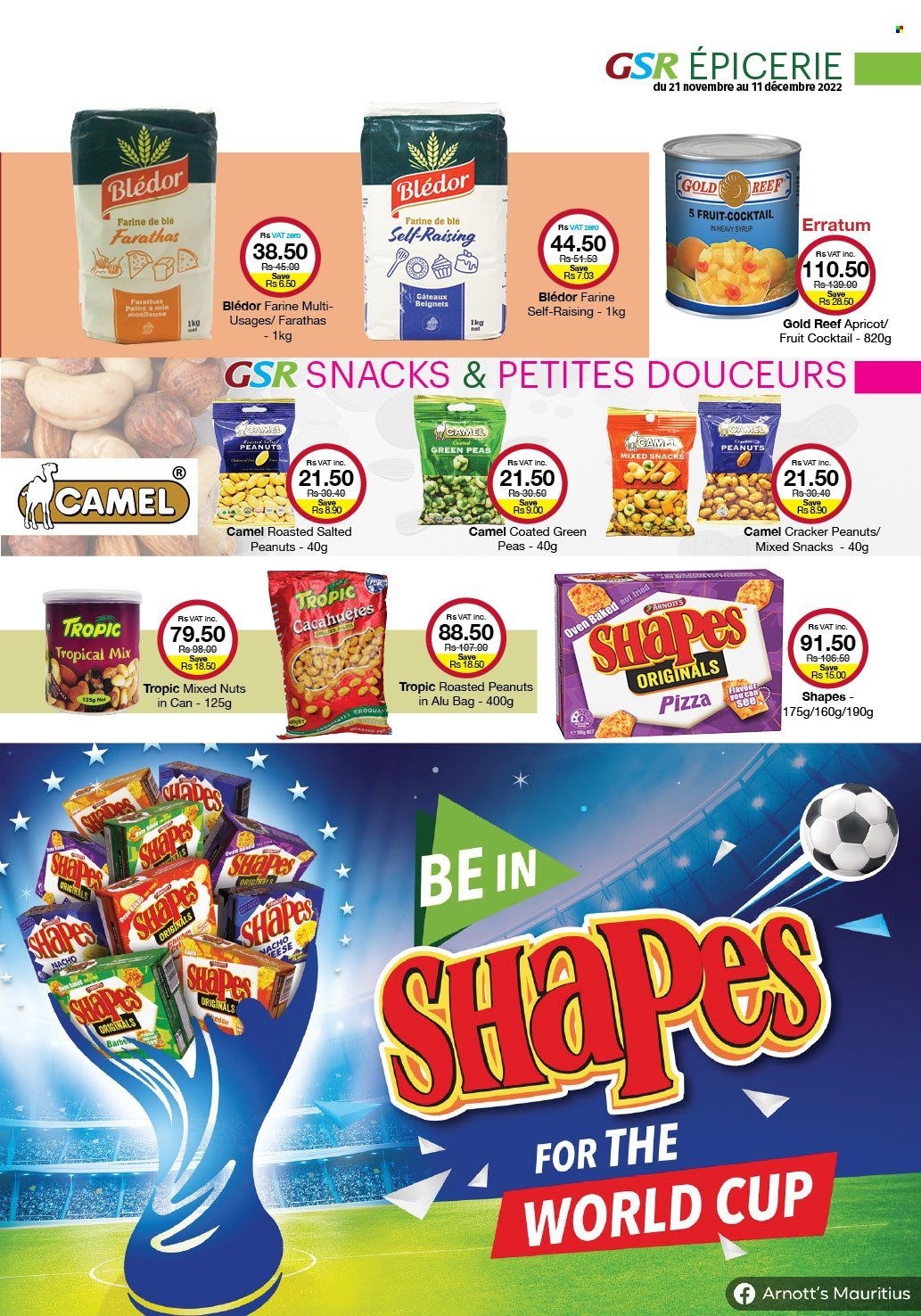 thumbnail - GSR Catalogue - 21.11.2022 - 11.12.2022 - Sales products - peas, snack, crackers, syrup, roasted peanuts, peanuts, mixed nuts, bag. Page 13.